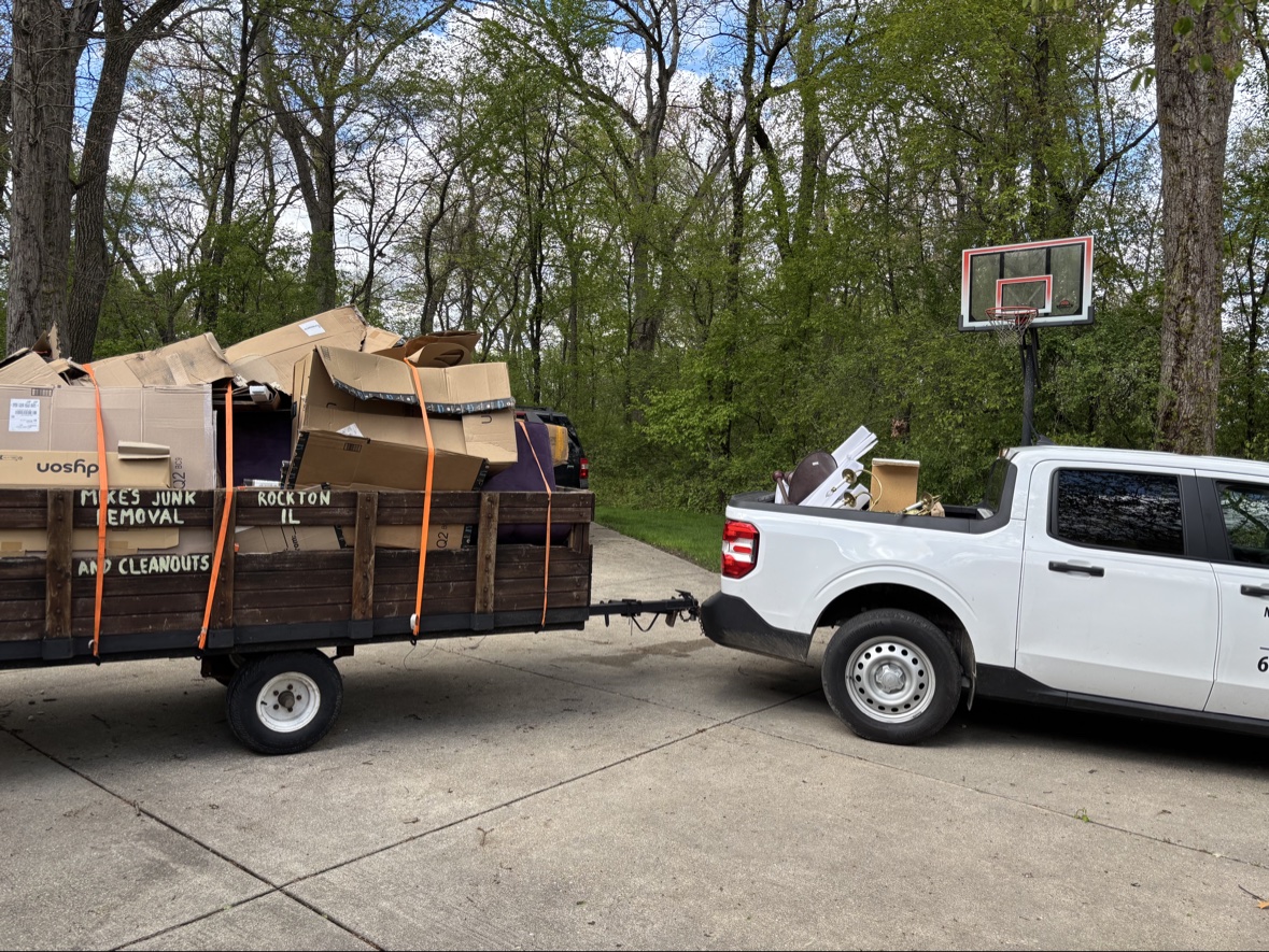 Cardboard load on driveway